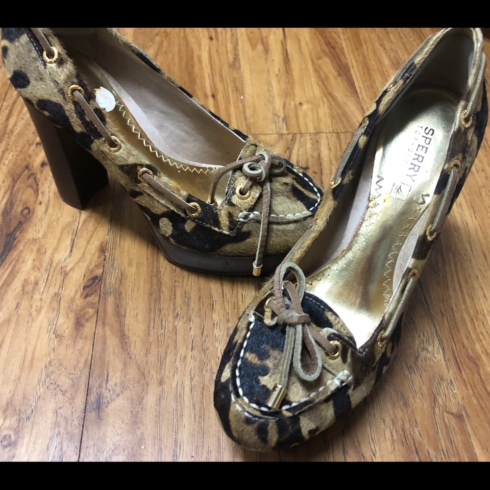 Sperry Top-Sider Women’s Kirkwood Platform leopard Animal Print Heels Shoes 5